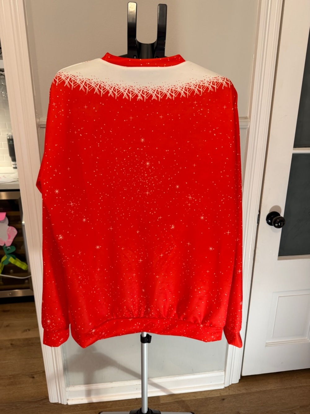 Men's Red Holiday Novelty Muscle-Print Sweater - Picture 6 of 8